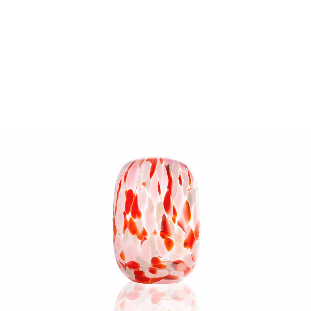 Mandarin glass vase with red and pink details