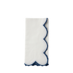White Scalloped Napkin, Navy