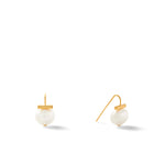 White pearl earrings with 14k gold polished bar and backing