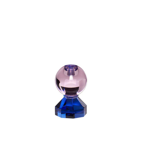 Two toned pink and blue gem candlestick holder