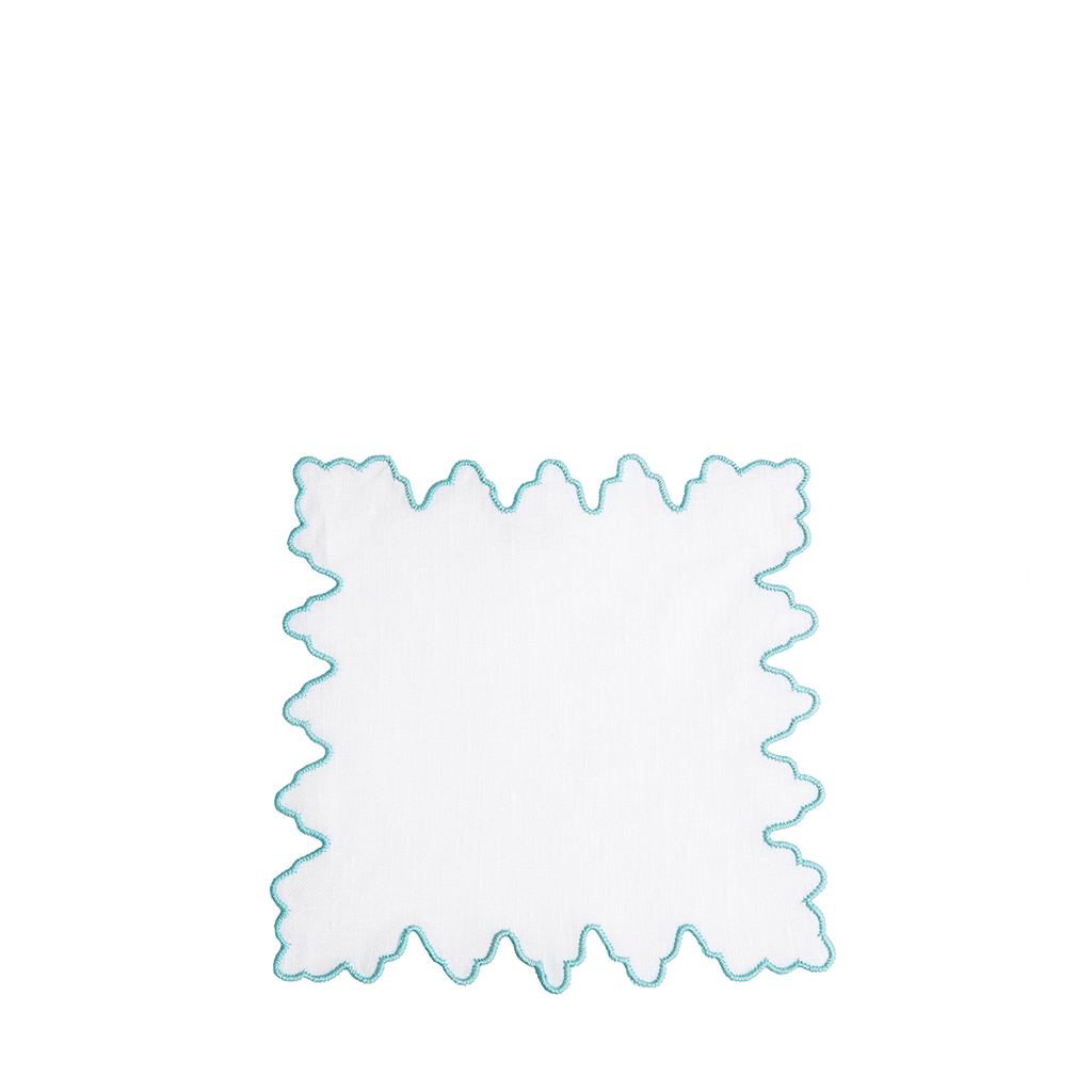 Notched Linen Coaster, Blue