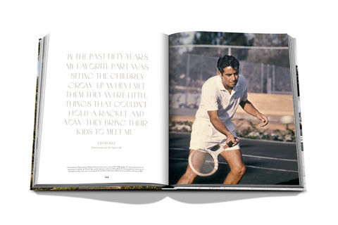 The Ocean Club book open featuring photograph of a tennis player