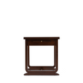 Perry side table front view, dark wood finish 