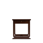 Perry side table front view, dark wood finish 