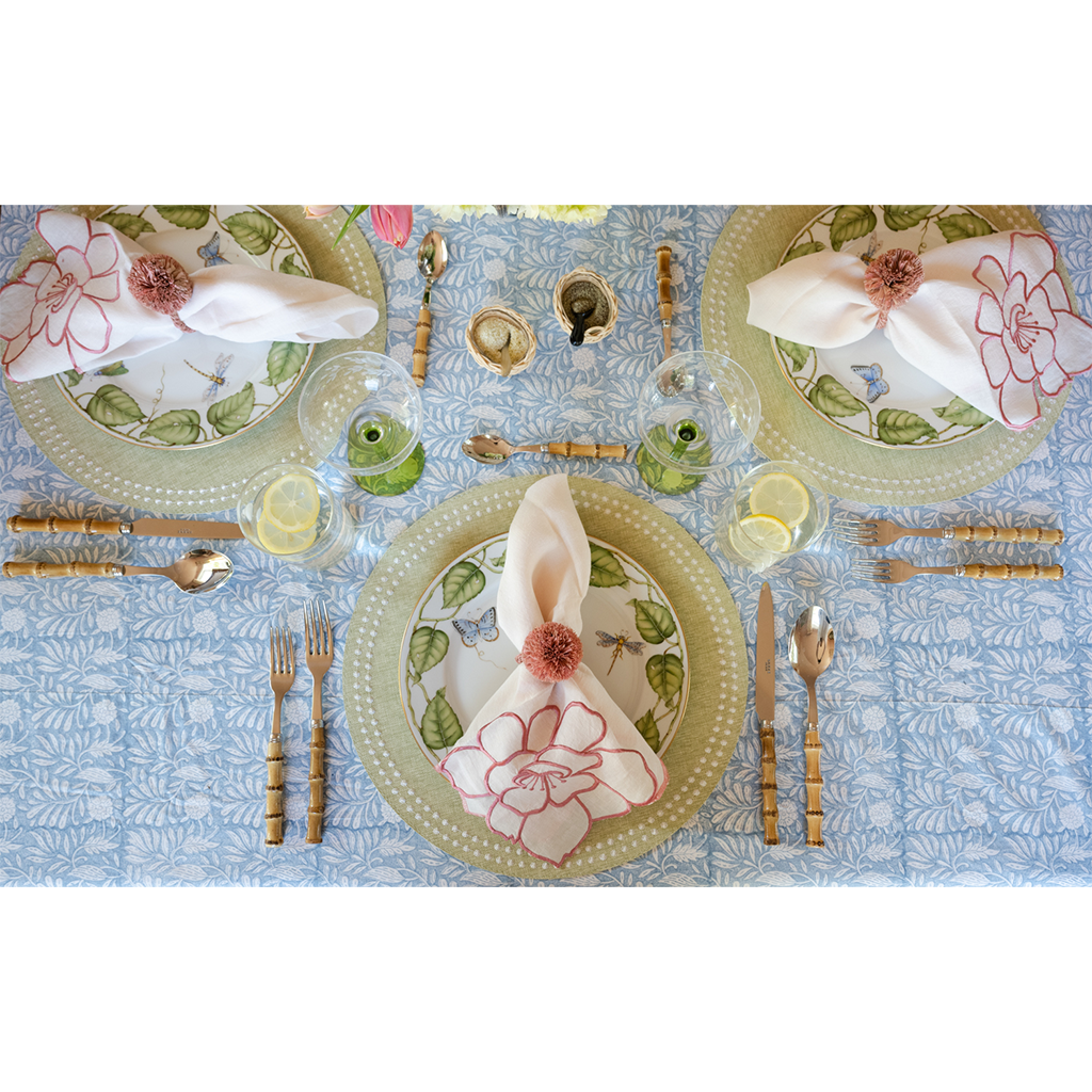 Pink Peony Napkin styled on tablescape 