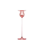 medium pink glass candlestick holder with tulip-like shape