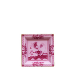 Light pink square catch all with darker pink toile painting 