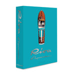 Riva Aquarama Book cover, turquoise with photo of the Aquarama