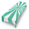 green and white graphic tablecloth