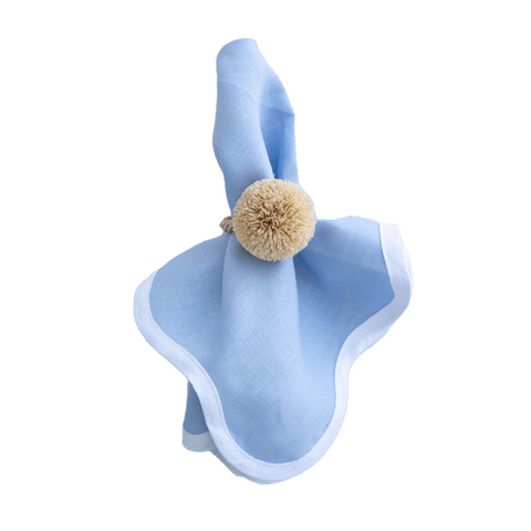 Scalloped Cornflower Blue Napkin with White Edges 