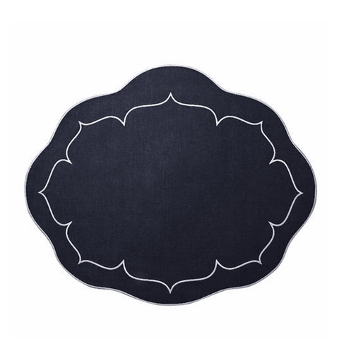 Scalloped Oval Placemat, Navy