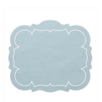 Scalloped Rectangle Placemat, White/Seafoam