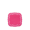 Scalloped Rectangular Coaster, Pink and White