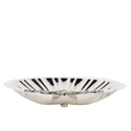 Round Antique Silver Tray Shaped Like a shell, side view
