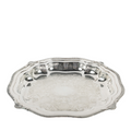Silver Tray with ridged sides and intricate etching in the center