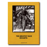 photo of the Race of the Gentleman book back cover, featuring photo of man driving motorcycle