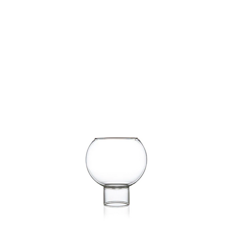 clear glass vase with modern silhouette