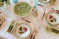 Little Green Gardens Platter styled on dining table with tablescape display