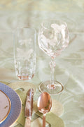 Springtime Highball Glass with springtime wine glass, in place setting