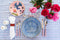 Sabre Paris Icone Flatware in Lilac displayed with full tablescape display