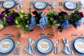 Sabre Paris Icone Flatware in Sky with full view of tablescape display
