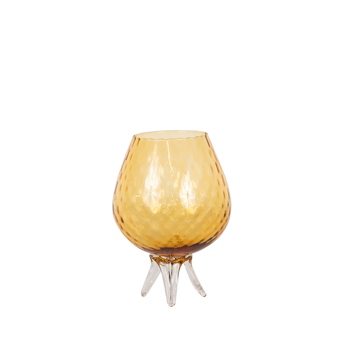 Short Large Glass Stemmed Vase in Yellow