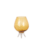 Short Large Glass Stemmed Vase in Yellow