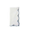 White Scalloped Napkin, Sky blue piping 