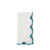 White Scalloped Napkin, Teal Blue Piping 