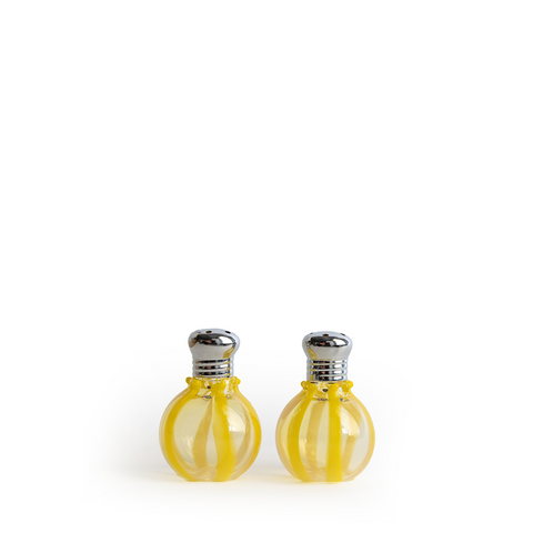 Individual Salt and Pepper Shaker set with Yellow stripes 