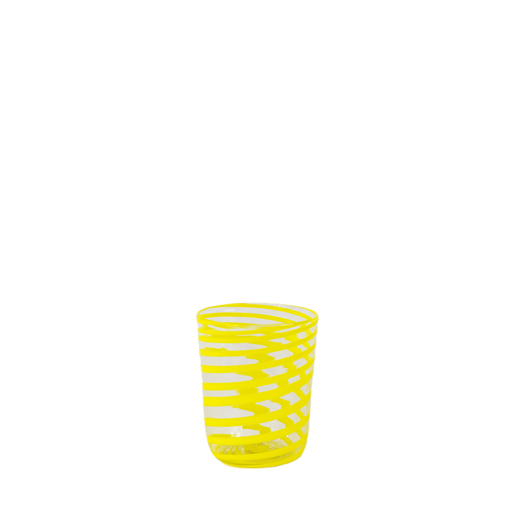 clear glass with yellow swirls