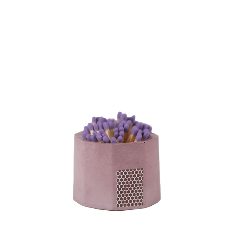 purple match holder with matches