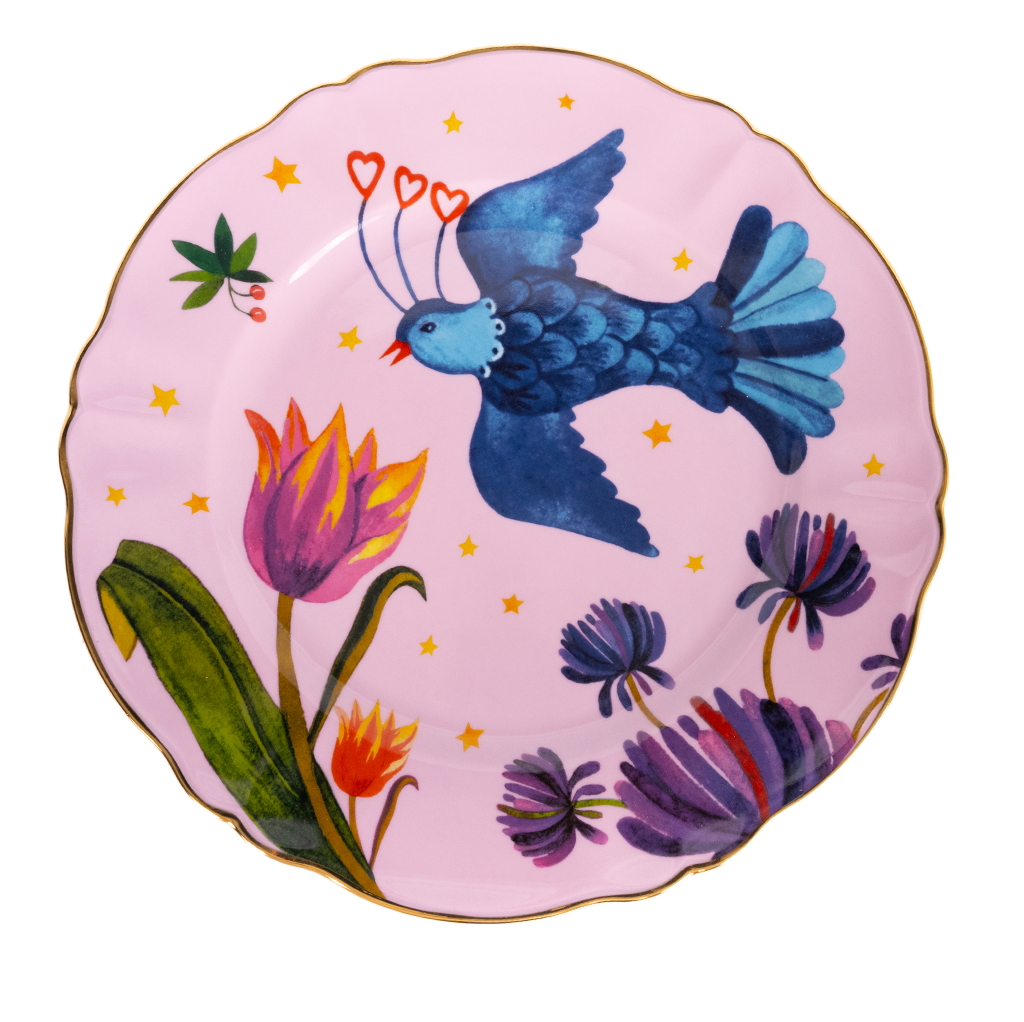 Little Sparrow Round Platter, Pink
