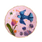 pink dinner plate with bird and floral patter