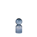 Smoky blue crystal candlestick holder with round faceted top