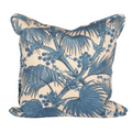 cream background with blue fronds and foliage