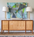 Blue Print Collection Tait Sideboard style #2 with lamps, art, and quartz bowl