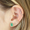 Model Wearing Emerald Cut Emerald Earrings