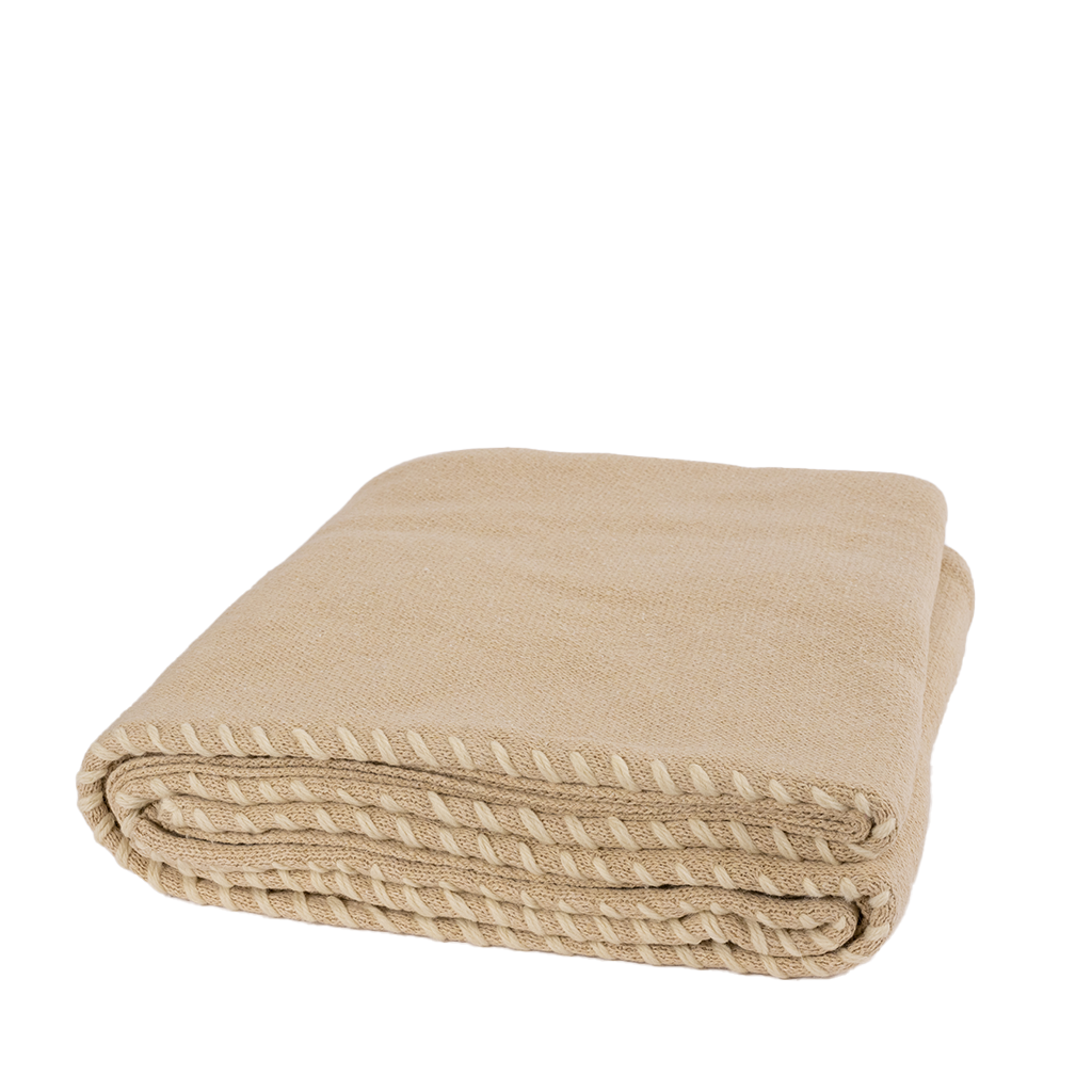 Camel & Cream Throw Blanket – Blue Print