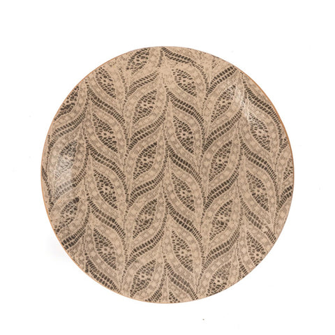 Ceramic Dinner Plate, Charcoal Paisley