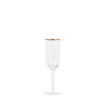 glass champagne flute with gold rim