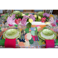 clouded and colorful tablecloth on table