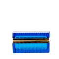 scalloped semi-opaque cobalt blue opaline glass box with gold hardware