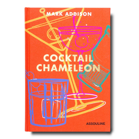 Orange book with colorful cocktail glasses outlined