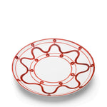 Poros Charger - white charger with red squiggle design