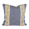 Denim Blue Pillow with White Ribbon with yellow and blue florals