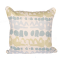 Cream pillow with abstract blue and green print