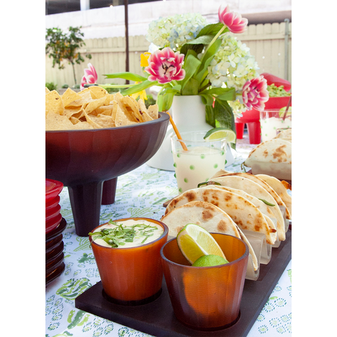 Dot Glass in Green displayed in taco dinner tablescape
