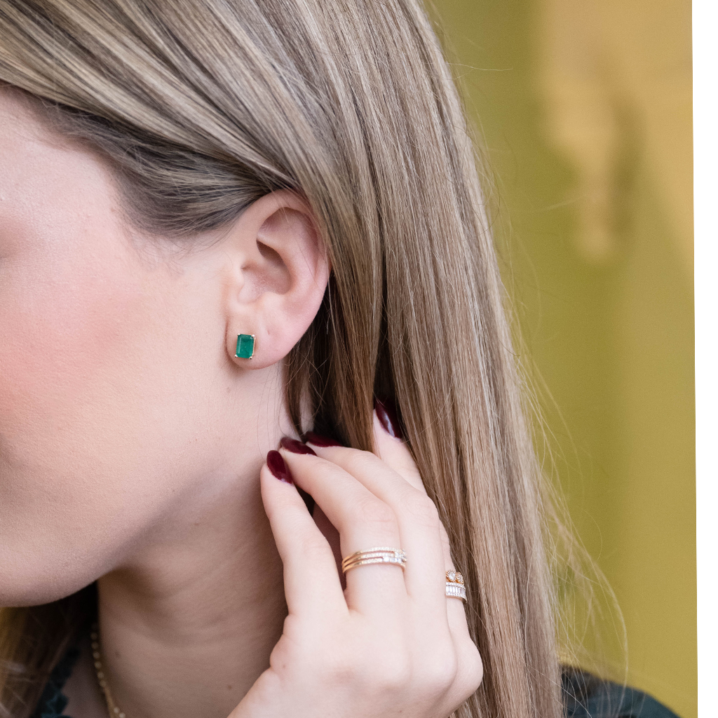 Emerald Cut Emerald Earrings – Blue Print1