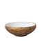 Wooden bowl with white enamel interior 